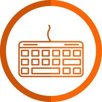 teclado línea naranja circulo icono vector