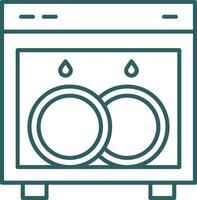 Dish Washing Line Gradient Round Corner Icon vector