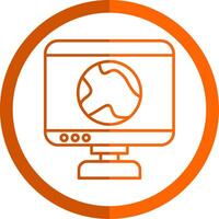 Global Research Line Orange Circle Icon vector