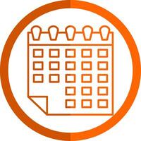 calendario línea naranja circulo icono vector