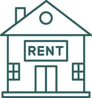 House for Rent Line Gradient Round Corner Icon vector