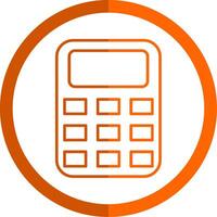 Calculator Line Orange Circle Icon vector