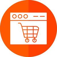 compras carro glifo rojo circulo icono vector