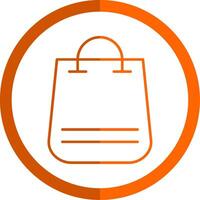 compras bolso línea naranja circulo icono vector