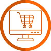 Ecommerce Line Orange Circle Icon vector