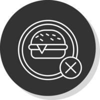 No comida línea gris circulo icono vector