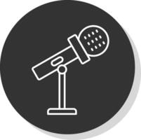 Stand Mic Line Grey Circle Icon vector