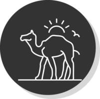 Camel Line Grey Circle Icon vector