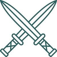 Two Swords Line Gradient Round Corner Icon vector