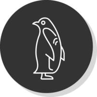 Penguin Line Grey Circle Icon vector