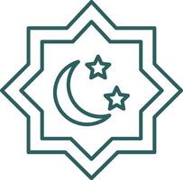 Islamic Star Line Gradient Round Corner Icon vector