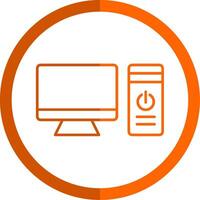 Computer Line Orange Circle Icon vector