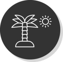 palma árbol línea gris circulo icono vector