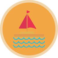 Sail Boat Flat Multi Circle Icon vector