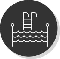 Swimming Pool Line Grey Circle Icon vector