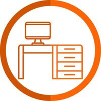 escritorio línea naranja circulo icono vector