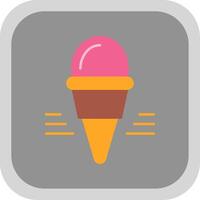 Ice Cream Flat Round Corner Icon vector