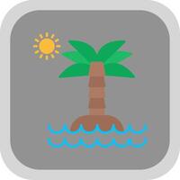 Desert Island Flat Round Corner Icon vector