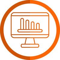 Monitor Screen Line Orange Circle Icon vector