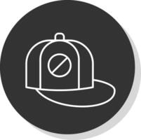 Baseball Cap Line Grey Circle Icon vector