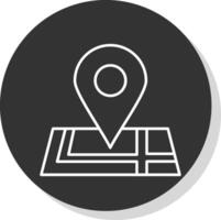 Map Line Grey Circle Icon vector