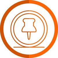 Paper Clip Line Orange Circle Icon vector