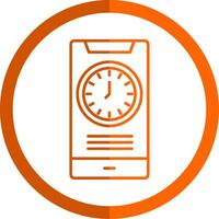 hora línea naranja circulo icono vector