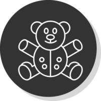 Bear Line Grey Circle Icon vector