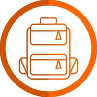 Backpack Line Orange Circle Icon vector