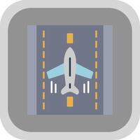 Landing Airplane Flat Round Corner Icon vector