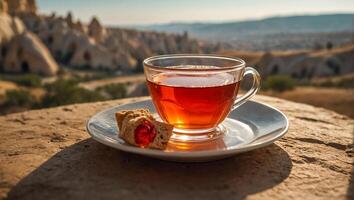 Turkey tea in a glass photo