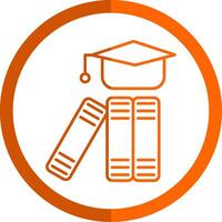 graduación sombrero línea naranja circulo icono vector