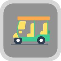 Rickshaw Flat Round Corner Icon vector