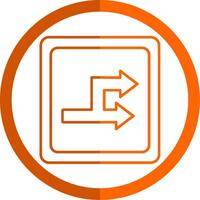 bidireccional línea naranja circulo icono vector