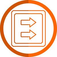 Fast Forward Line Orange Circle Icon vector