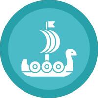Viking Ship Glyph Multi Circle Icon vector