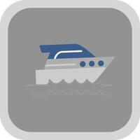 Speed Boat Flat Round Corner Icon vector