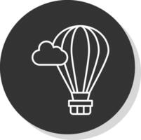 Hot Air Balloon Line Grey Circle Icon vector