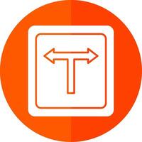 T Junction Glyph Red Circle Icon vector