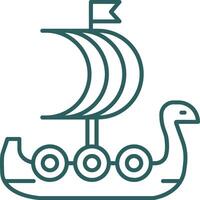 Viking Ship Line Gradient Round Corner Icon vector