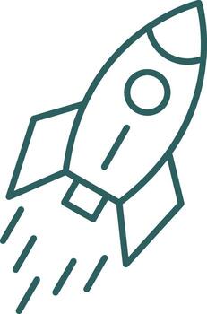 cohete línea degradado redondo esquina icono vector