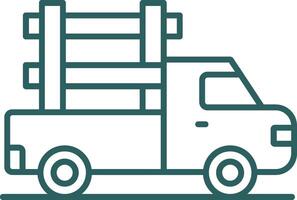 Pickup Truck Line Gradient Round Corner Icon vector