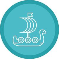 Viking Ship Line Multi Circle Icon vector