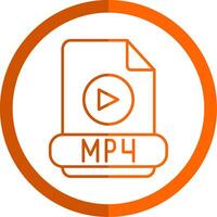 mp4 línea naranja circulo icono vector