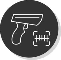 Barcode Scanner Line Grey Circle Icon vector