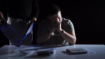 Policeman showing crime file to criminal video