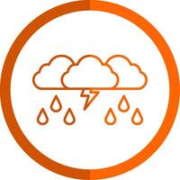 tormenta línea naranja circulo icono vector