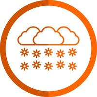 Snowing Line Orange Circle Icon vector