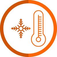 copo de nieve línea naranja circulo icono vector