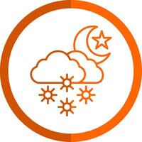 Night Snow Line Orange Circle Icon vector